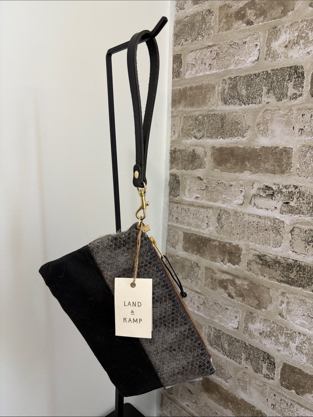 Land and Kamp Black and Gray Wristlet Pouch